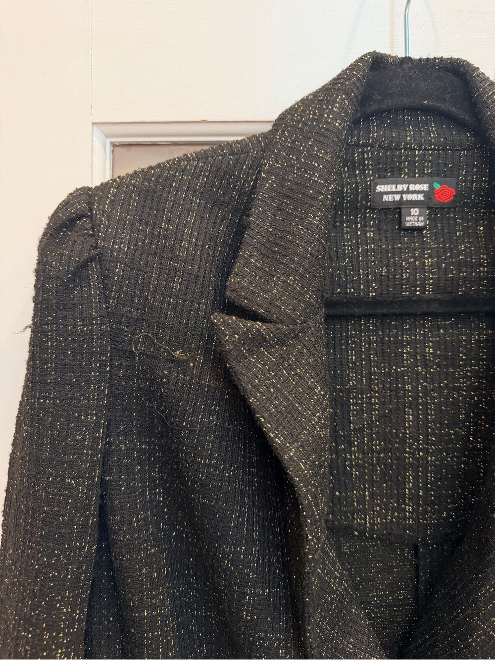 Shelby Rose New York Classic Black & Gold Tweed Blazer Jacket Size 10 Medium NWT - Picture 2 of 11